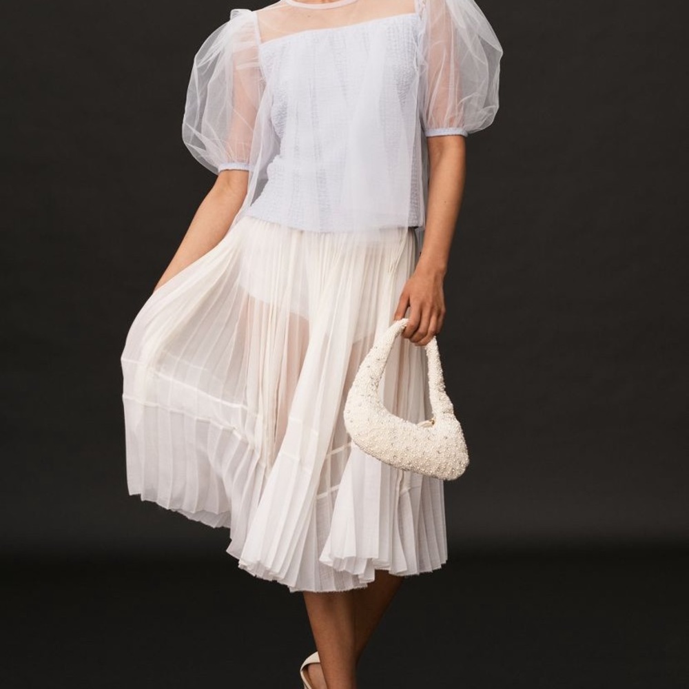 ANTHROPOLOGIE SHEER PUFF SLEEVE TOP
